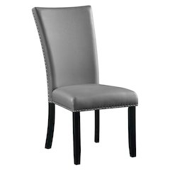 Caralin Side Chair (Set-2) Gray Synthetic Leather & Black