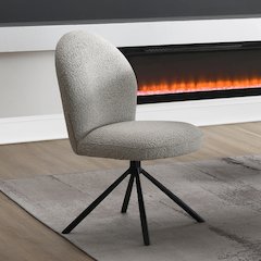 Lawton Side Chair w/Swivel (Set-2) Gray Boucle & Black