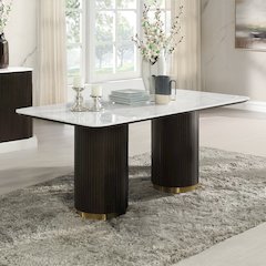 Clayten Dining Table w/Marble Top Engineering Marble Top & Espresso