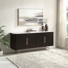 Clayten Server White Engineering Marble Top & Espresso
