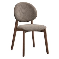 Hadasa Side Chair (Set-2) Light Brown Linen & Walnut