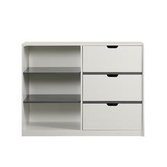 Ratana Cabinet, White & Gray Finish