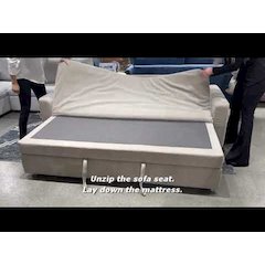 Haran Sofa w/Sleeper, Storage & 2 Pillows Beige Fabric