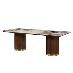 Willene Dining Table w/Ceramic Top Ceramic Top & Dark Oak