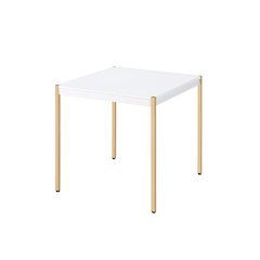 Otrac End Table White & Gold