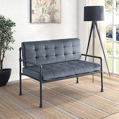 Brantley Loveseat Gray Velvet & Sandy Gray