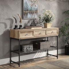 Brantley Sofa Table Oak & Sandy Black