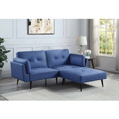 Nafisa Adjustable Sofa & Ottoman Blue Fabric