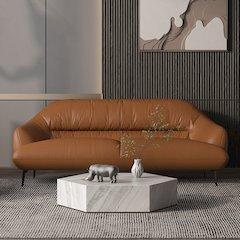 Leonia Sofa Cognac Tan Top Grain Leather