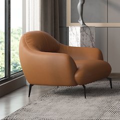 Leonia Chair Cognac Tan Top Grain Leather