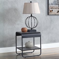 Raziela End Table Concrete Gray & Black