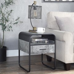 Raziela End Table Concrete Gray & Black