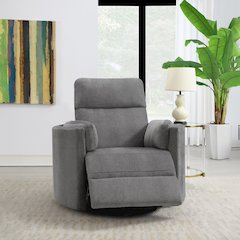 Sagen Glider Recliner w/Swivel Charcoal Chenille
