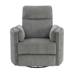 Chenille Glider Recliner with Swivel, Rocker Chair, Charcoal Chenille