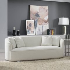 Odette Sofa w/4 Pillows Beige Chenille