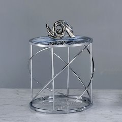 Lyda End Table Blue Marble Print & Chrome