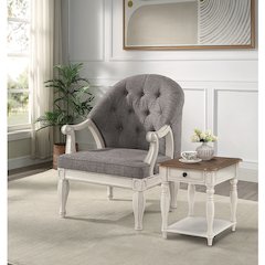 Florian Chair Gray Fabric & Antique White
