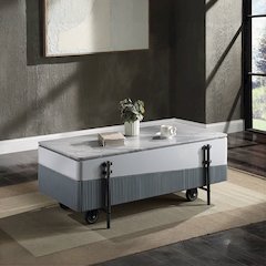 Wilkins Coffee Table w/Lift Top White & Gray High Gloss