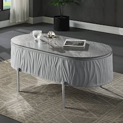 Yukino Coffee Table Gray High Gloss & Chrome