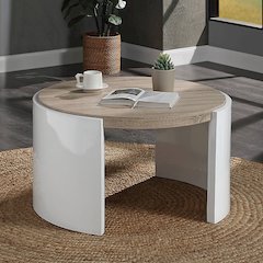 Zoma Coffee Table White High Gloss & Oak