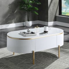 Daveigh Coffee Table White High Gloss & Gold