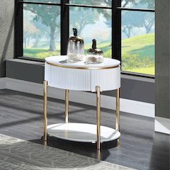 Daveigh End Table White High Gloss & Gold