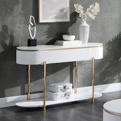 Daveigh Sofa Table White High Gloss & Gold