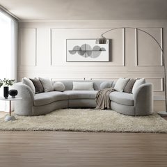 Ivria Sectional Sofa w/9 Pillows Gray Boucle