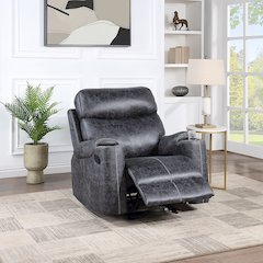 Hirah Motion Glider Recliner Dark Gray Polish Microfiber