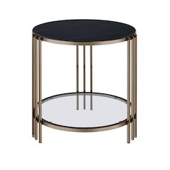 Abisha End Table Sintered Stone Top & Champagne