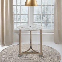 Aziz End Table Sintered Stone Top & Champagne