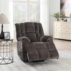 Pacay Power Recliner w/Lift, Heating & Massage Brown Chenille