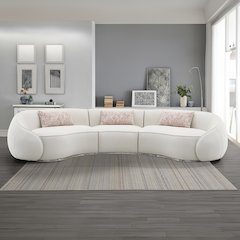 Sahara Sectional Sofa w/3 Pillows Beige Boucle