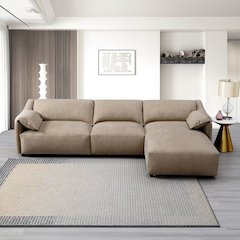 Veata Sectional Sofa Light Brown Suede