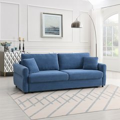 Haran Sofa w/Sleeper, Storage & 2 Pillows Blue Fabric