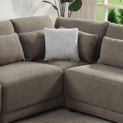 Rylie Modular - Wedge w/3 Pillows Brown Linen