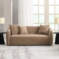 Keith Sofa w/3 Pillows Brown Chenille