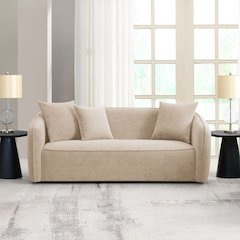 Keith Sofa w/3 Pillows Beige Chenille