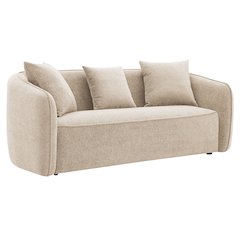Keith Sofa w/3 Pillows Beige Chenille