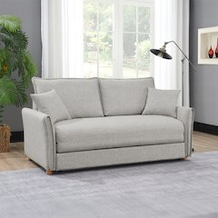 Oran Sofa w/Sleeper, Storage & 2 Pillows Gray Chenille