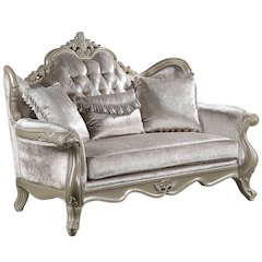 Libertee Loveseat w/3 Pillows Beige Fabric & Champagne