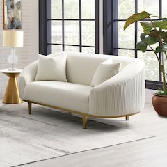 Martina Loveseat w/2 Pillows Ivory Velvet