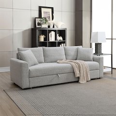 Connie Sofa w/Sleeper & 2 Pillows Gray Boucle