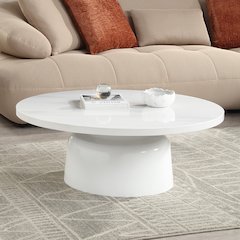 Zaid Coffee Table Engineering Marble & White High Gloss