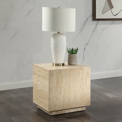 Deon End Table  w/Natrual Marble Top Beige Natrual Marble