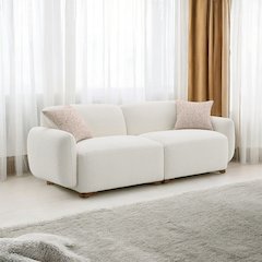 Darius Sofa w/2 Pillows Beige Boucle