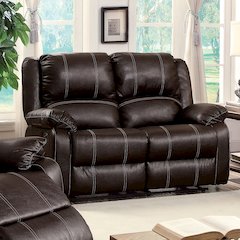 Zuriel Motion Loveseat Brown Synthetic Leather