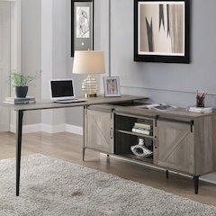 Zakwani Writing Desk-Table Gray Oak & Black