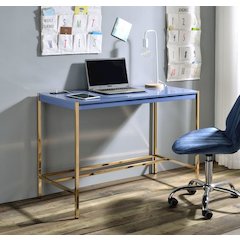 Midriaks Writing Desk w/USB Port Navy Blue & Gold