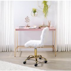 Midriaks Writing Desk w/USB Port Pink & Gold